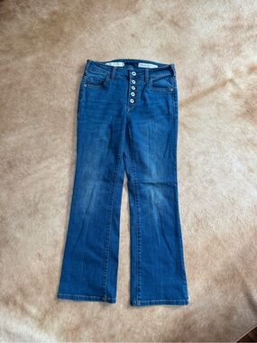 Anthropologie Mid-Blue Button-Fly Flare Jeans